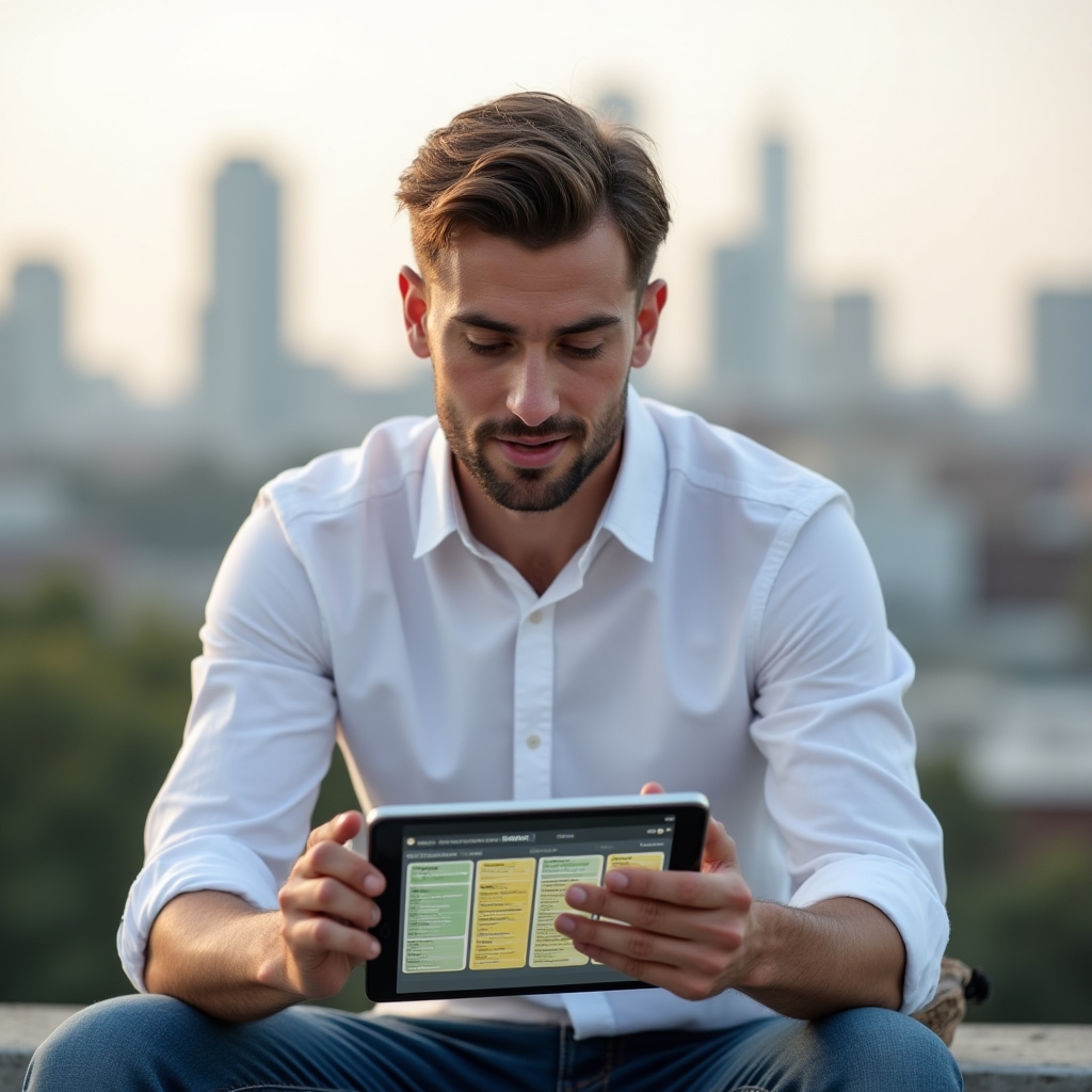 Digitale Umschlagmethode auf Tablet mit Budgetkategorien